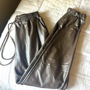 Brown Pleather Joggers